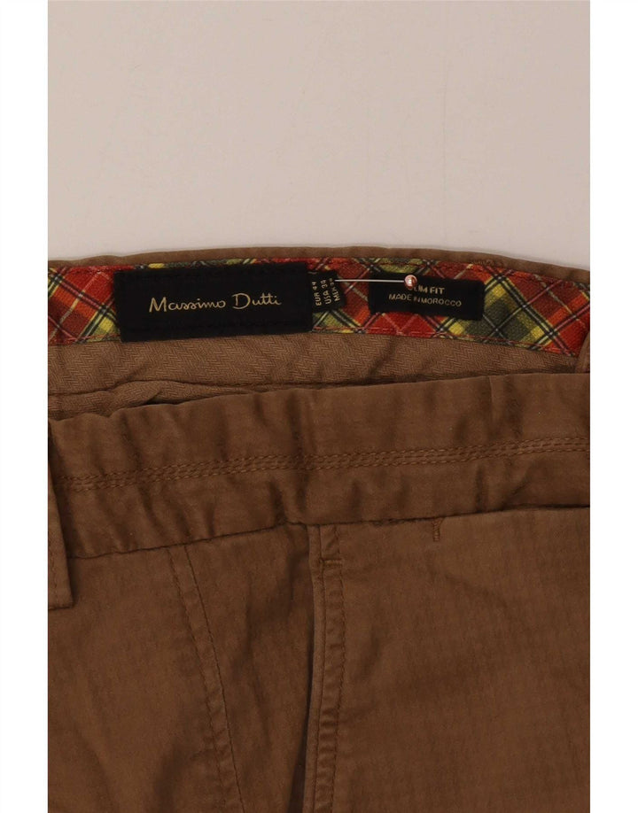 Massimo Dutti Pantaloni chino cargo pentru bărbați EU 44 Large W34 L33 Brown Check