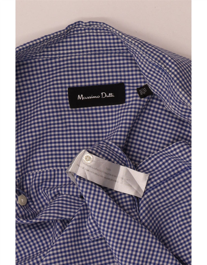 Cămașă Massimo Dutti pentru bărbați 2XL, bumbac vichy albastru