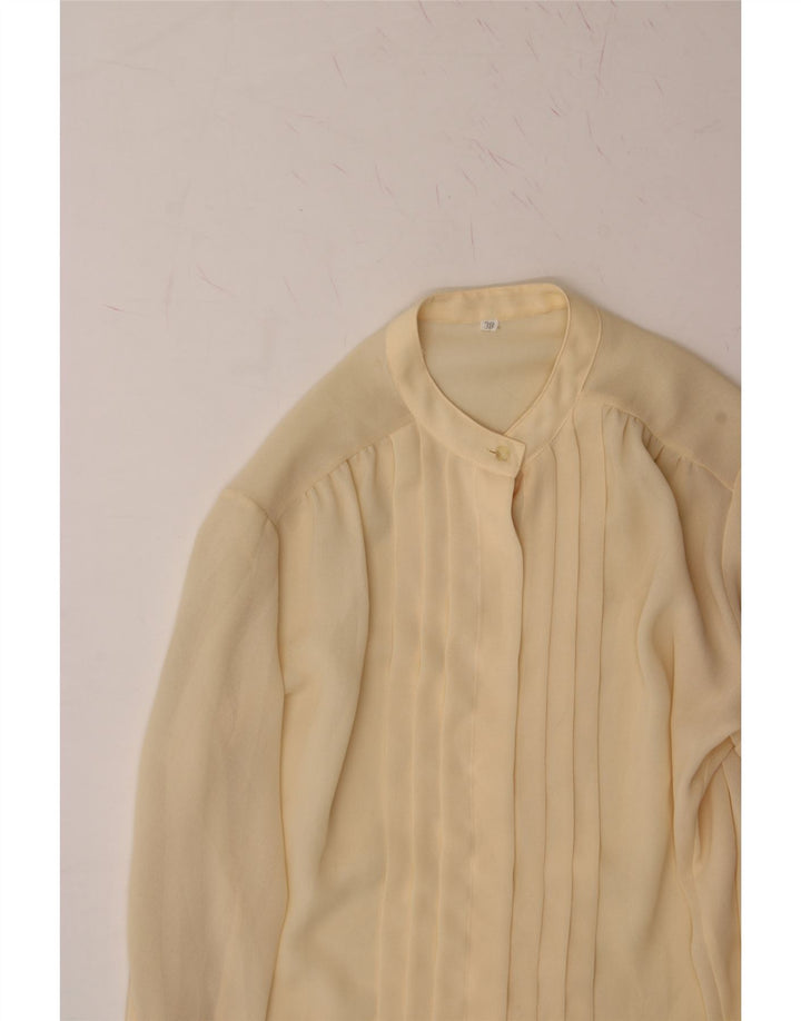 VINTAGE Womens See Through Tuxedo Shirt EU 38 Medium Beige Polyester Vintage Vintage and Second-Hand Vintage from Messina Hembry 