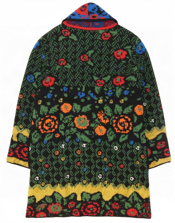 Pulover cardigan cu paragate Ivko pentru femei EU 44 XL Lână florală multicoloră