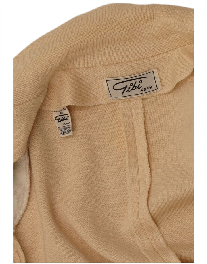Jachetă Gibi pentru femei tricotată la dublu piept IT 44 Lână Bej Mediu