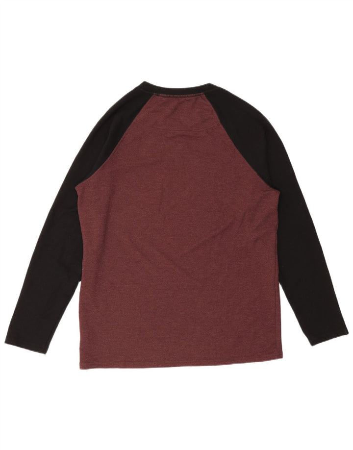 Top bărbătesc ORVIS cu mânecă lungă, mediu Burgundy, viscoză, bloc de culoare