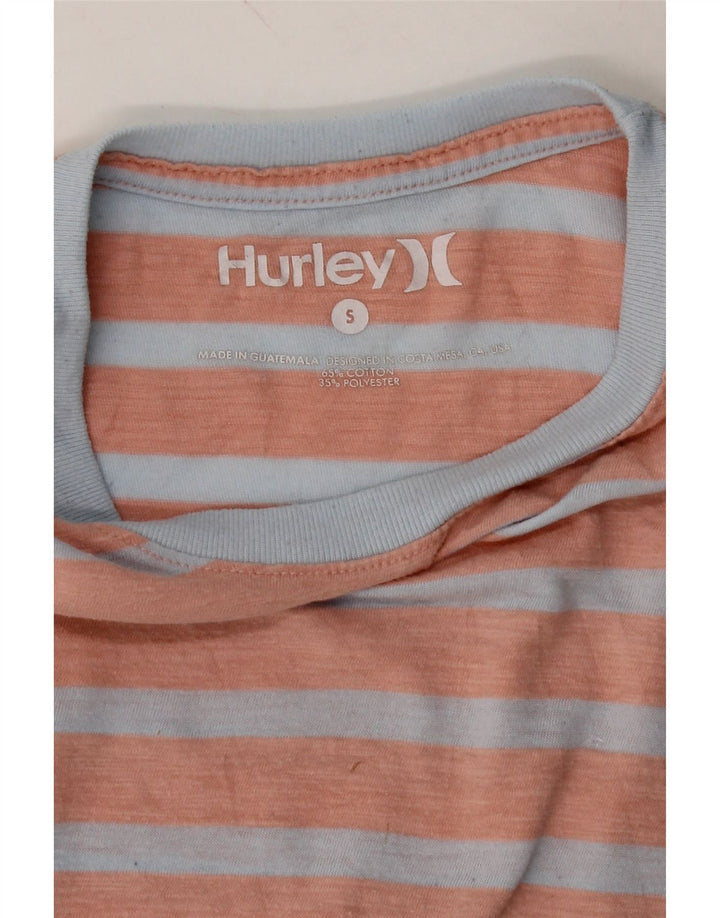 HURLEY Mens T-Shirt Small Orange Striped Cotton Vintage Hurley and Second-Hand Hurley from Messina Hembry 