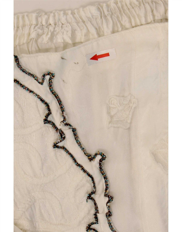 Fusta evazată pentru femei Vintage W27 Viscoză Florală Albă Mic