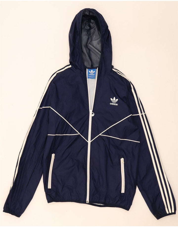 Jachetă de ploaie cu glugă Adidas pentru bărbați Marea Britanie 38 Poliester mediu albastru bleumarin