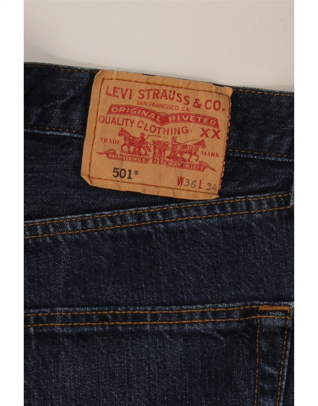 Blugi drepti pentru bărbați LEVI'S 501 W36 L30 bumbac bleumarin