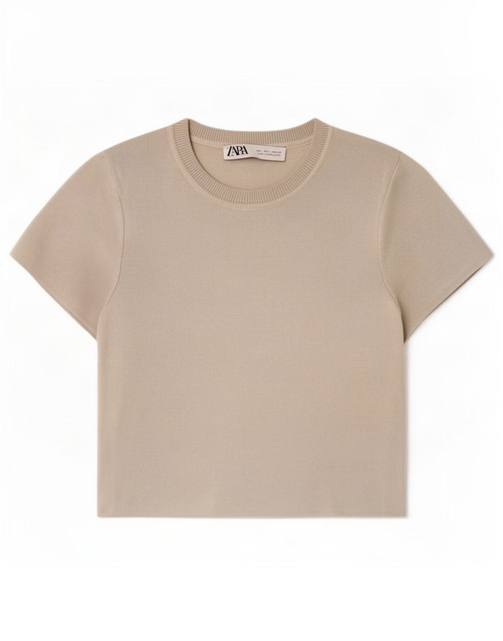 Crop Top pentru femei Zara UK 14 mare, gri, viscoză