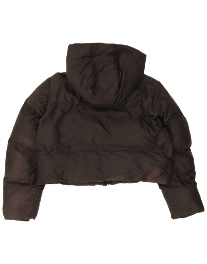 Jachetă căptușită supradimensionată cu glugă pentru femei Zara UK 10 Poliester negru mic