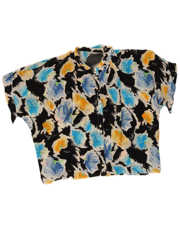 Bluză vintage cămașă cu mânecă scurtă pentru femei UK 18 XL, multicoloră, florală