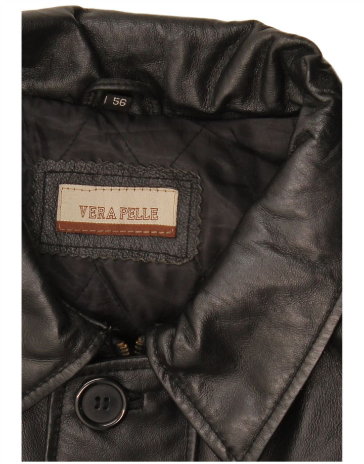 Palton din piele vintage pentru bărbați IT 56 3XL din piele neagră