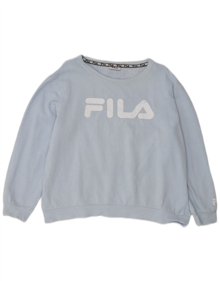 Pulover de hanorac oversized Crop Graphic pentru femei Fila UK 16 Large Blue