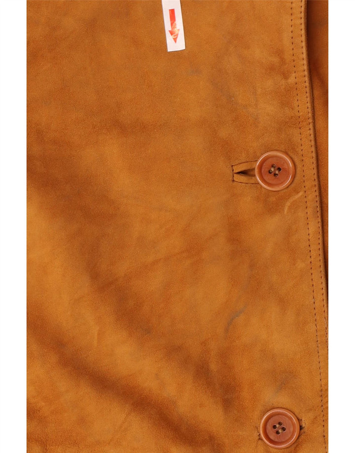 Jachetă vintage de piele intoarsa pentru femei UK 10 Small Brown