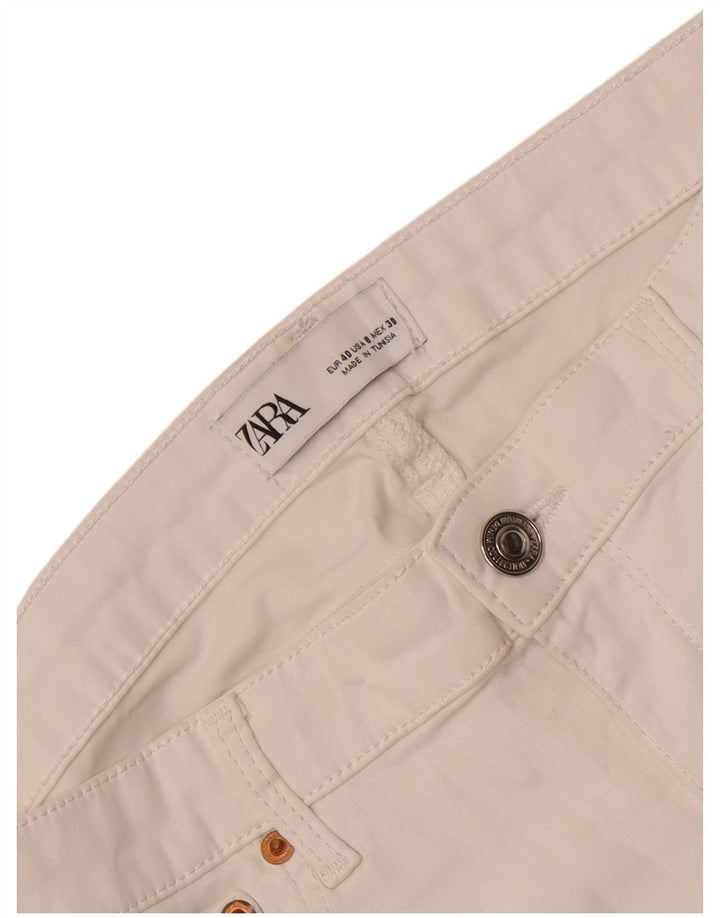 Pantaloni casual slim pentru femei Zara EU 40 Mediu L30 L27 Alb