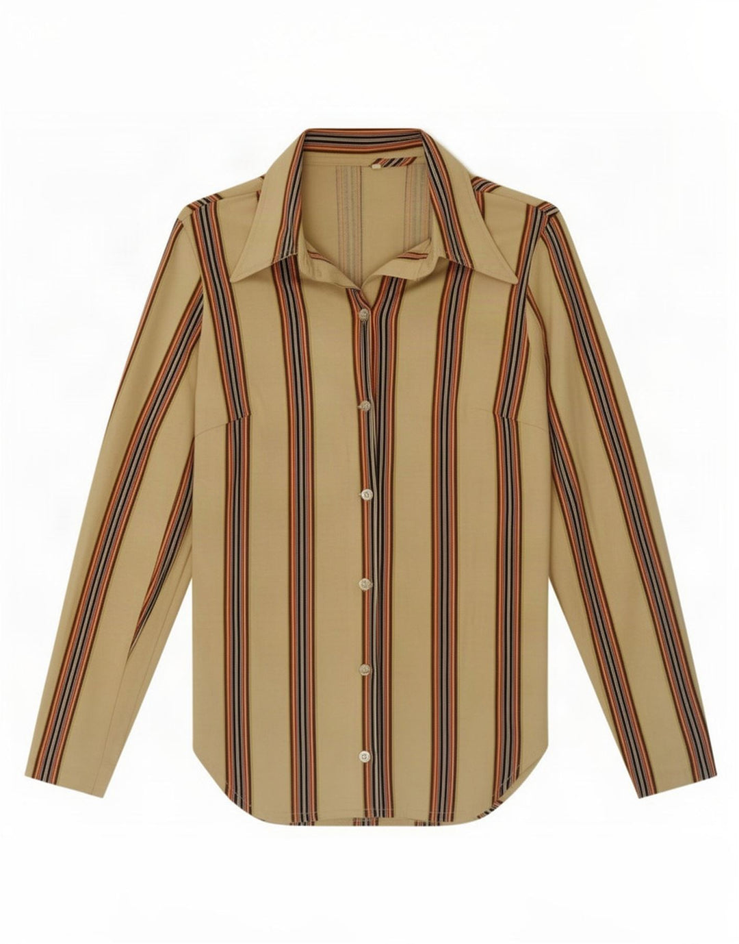 Cămașă Vintage Femei IT 44 Medium Bej Bumbac dungi