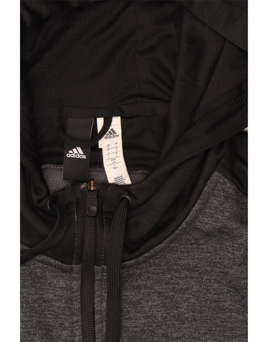 Pulover cu capota cu fermoar Adidas pentru bărbați, mare, gri, poliester color bloc