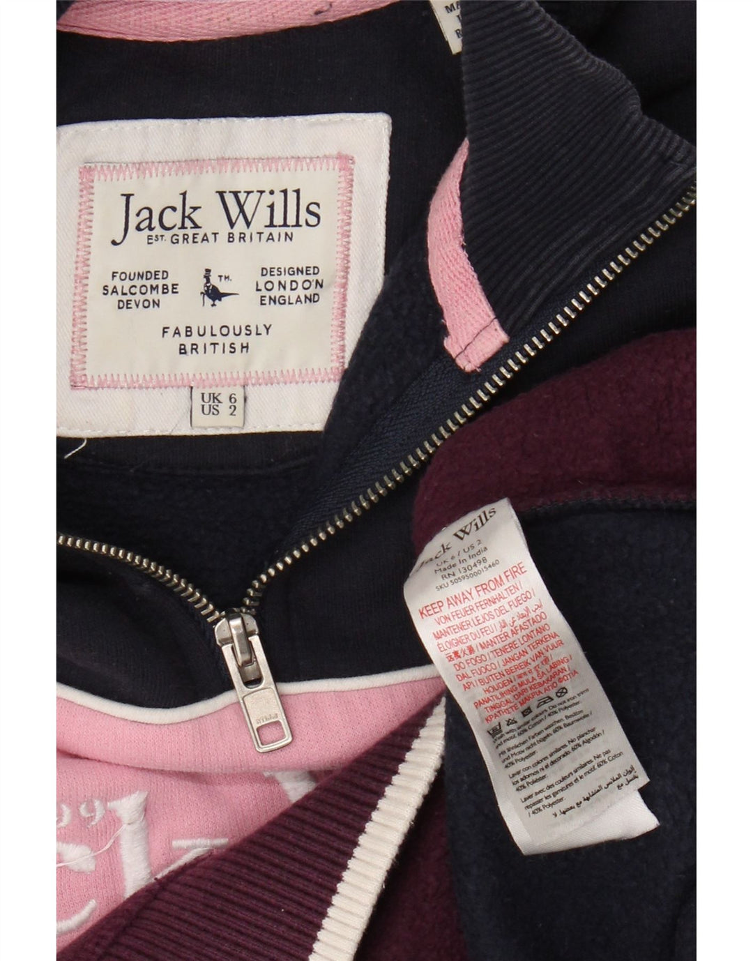 JACK WILLS Womens Graphic Sweatshirt Jumper UK 6 XS Multicoloured