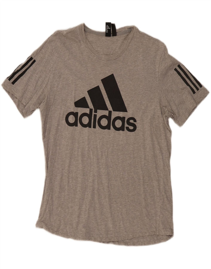 Tricou grafic pentru bărbați Adidas Top, bumbac, gri mediu
