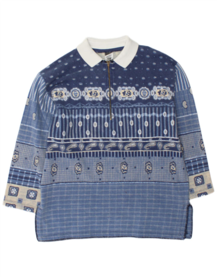 Hanorac pentru bărbați Meeting, cu gât polo, Jumper Medium Blue Patchwork