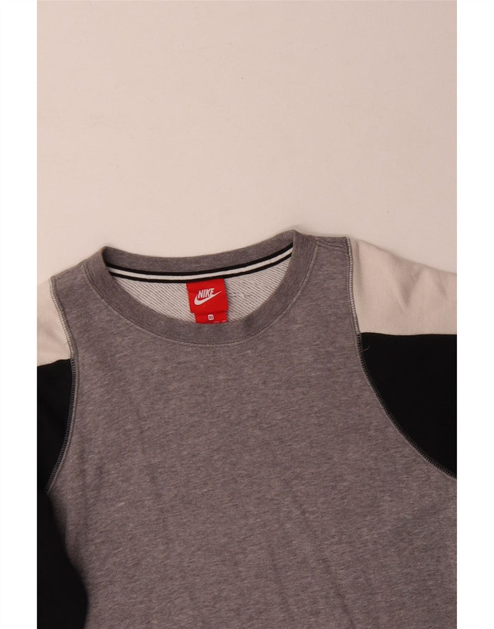 Pulover pentru bărbați Nike XS, bumbac color bloc, gri