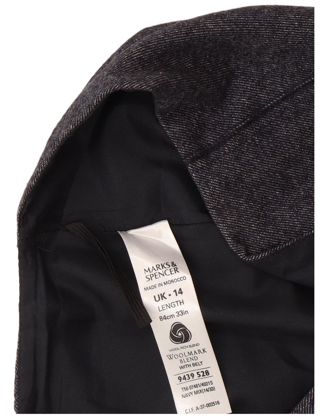 Fusta midi pentru femei Marks & Spencer UK 14 Medium W30 Lână bleumarin