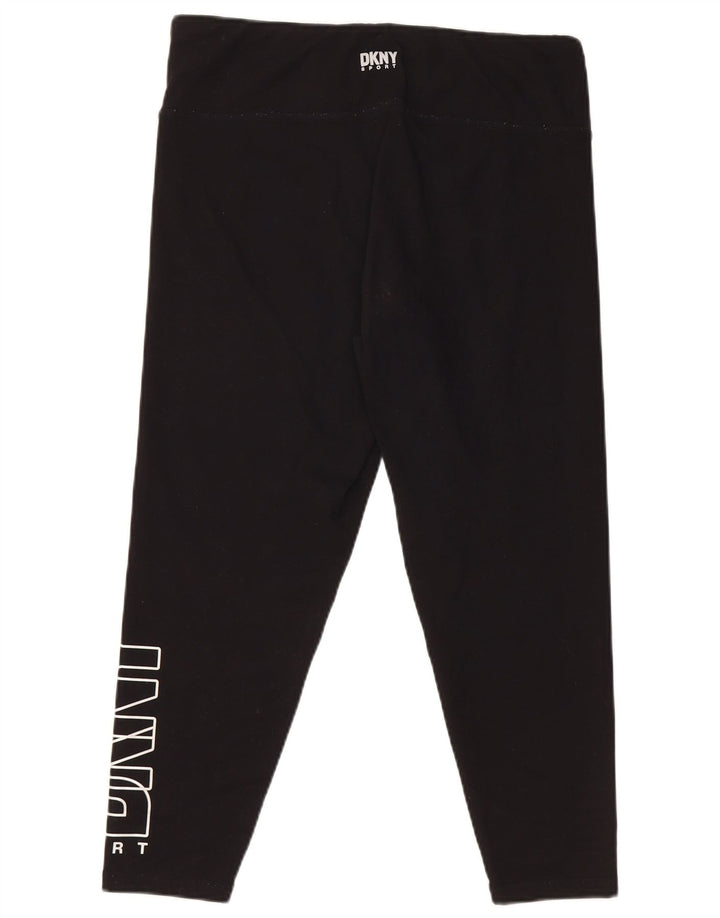 DKNY Leggings grafic Capri pentru femei UK 18 XL Poliester negru