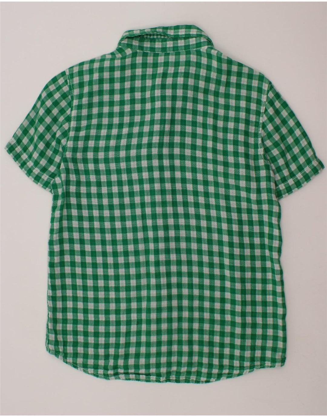 Camasa cu maneca scurta BENETTON pentru baieti 10-11 ani verde vichy