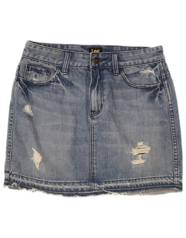 Fusta de denim învechită pentru femei Lee US 7 Medium W28 Bumbac albastru