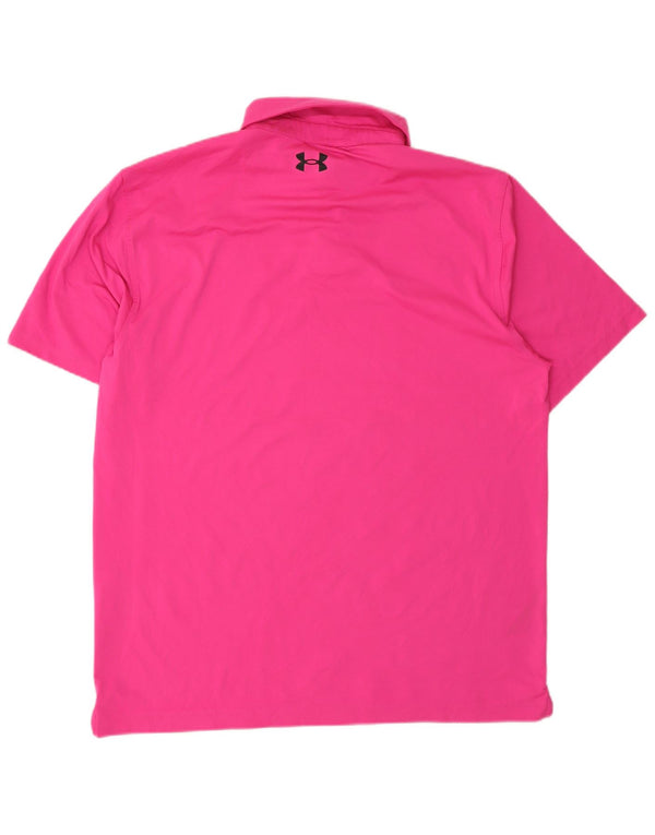 Tricou polo Under Armour pentru bărbați, poliester roz mare