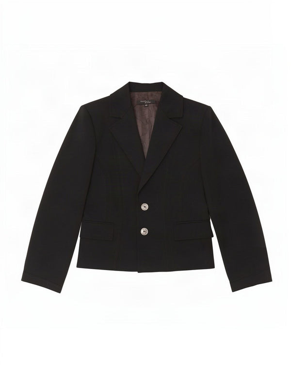 Mariella Rosati Jachetă Blazer pentru femei cu 2 nasturi UK 10 Poliester negru mic