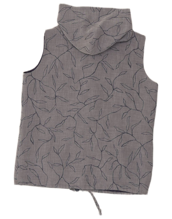 Gilet cu glugă Max Pierre pentru femei UK 14, mare, gri, poliester floral