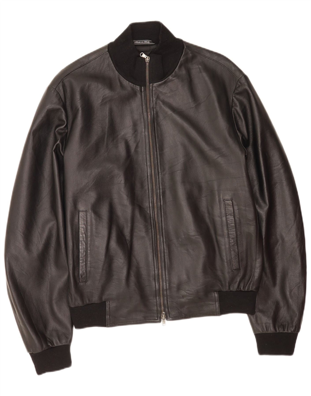 Geacă de piele vintage pentru bărbați IT 50, mare, neagră