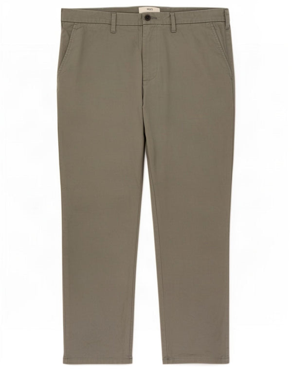 Pantaloni chino drepți pentru bărbați Marks & Spencer L36 L29 bumbac verde