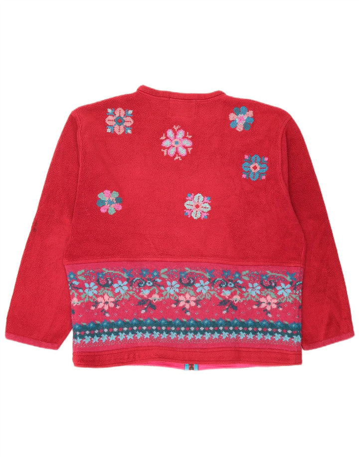 Jachetă fleece supradimensionată pentru femei Silvy UK 14 Poliester floral roșu mediu