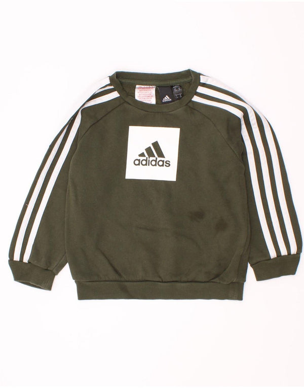 Adidas Băieți Pulover Grafic Pulover 3-4 Ani Bumbac Verde