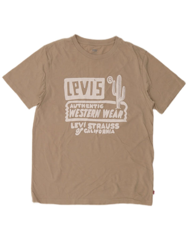 Tricou grafic Levi's, cu croiala standard, pentru bărbați, bumbac mediu, bej