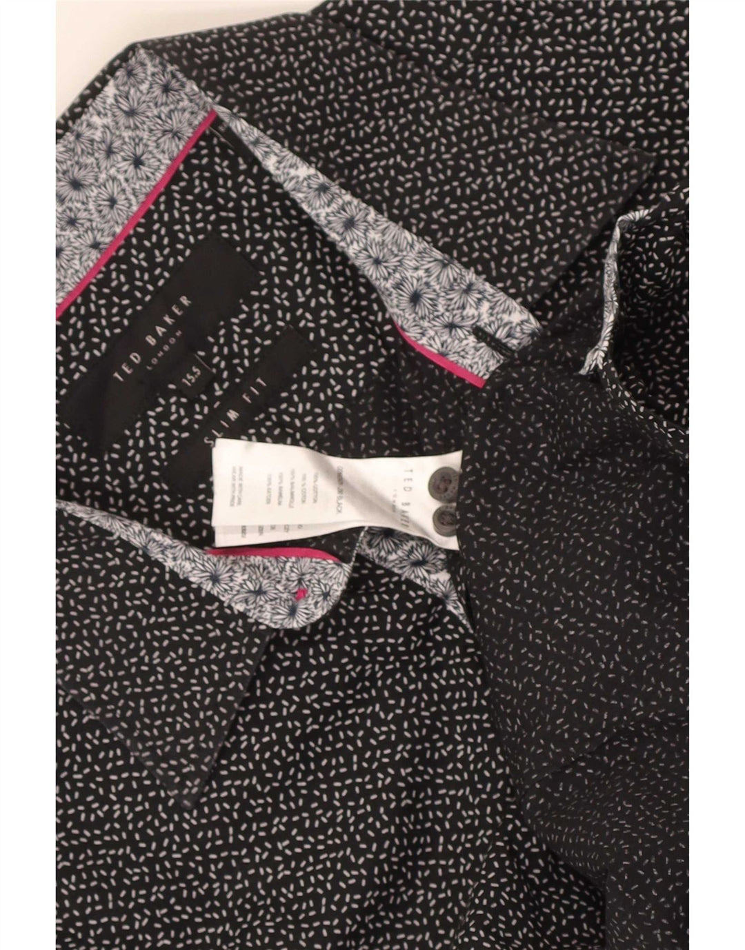 Cămașă Slim Fit Ted Baker pentru bărbați, cu model abstract, mărime 15 1/2 mediu negru