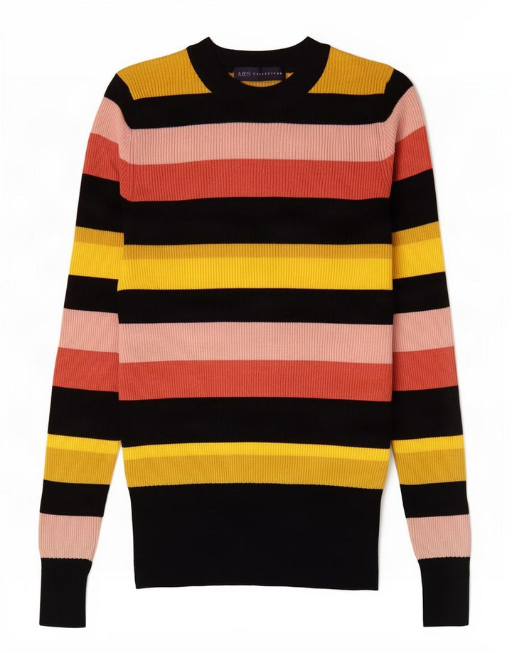 Pulover pentru femei Marks & Spencer cu decolteu triplu UK 14 mare, multicolor