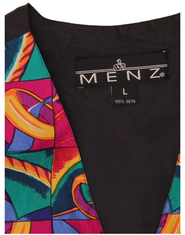 VINTAGE Vestă pentru bărbați, mare, multicoloră, din mătase moale