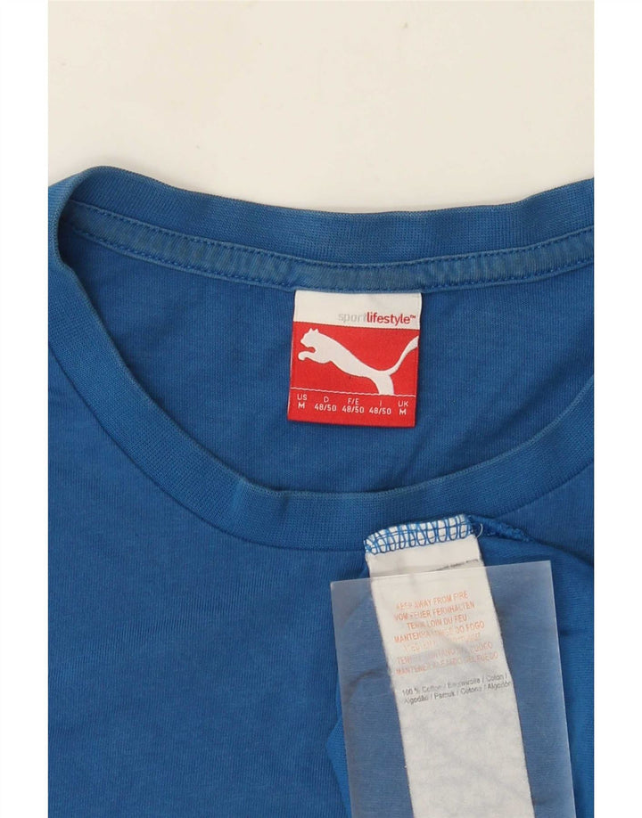Tricou cu grafică Puma pentru bărbați Top din bumbac albastru mediu