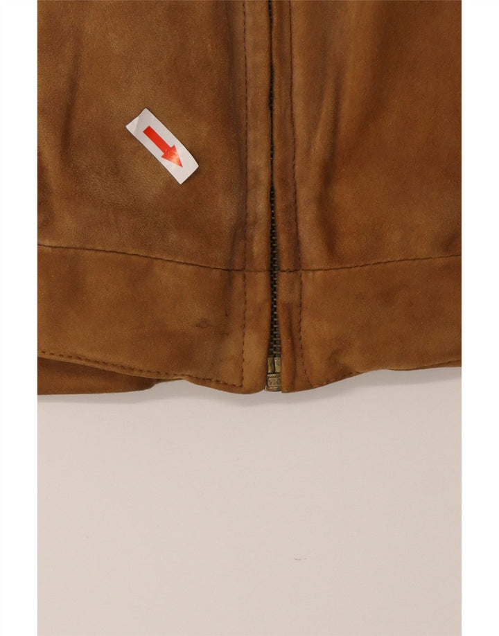 Bomber vintage pentru bărbați din piele intoarsa IT 50 mare, maro, din piele