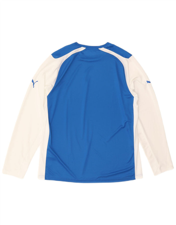 Top pentru bărbați Puma cu mânecă lungă XL, albastru, poliester color bloc