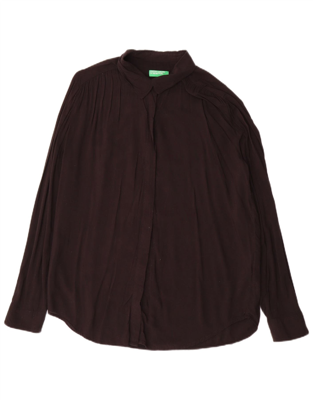 Bluză cămașă supradimensionată pentru femei Benetton UK 16, mare, neagră, viscoză
