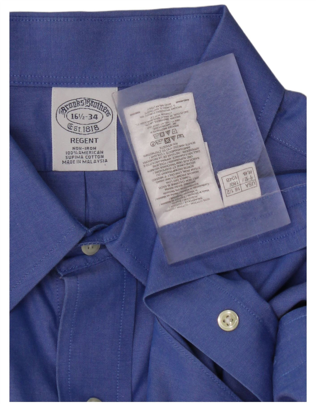 BROOKS BROTHERS Mens Regent Shirt Size 16 1/2 Large  Blue Cotton