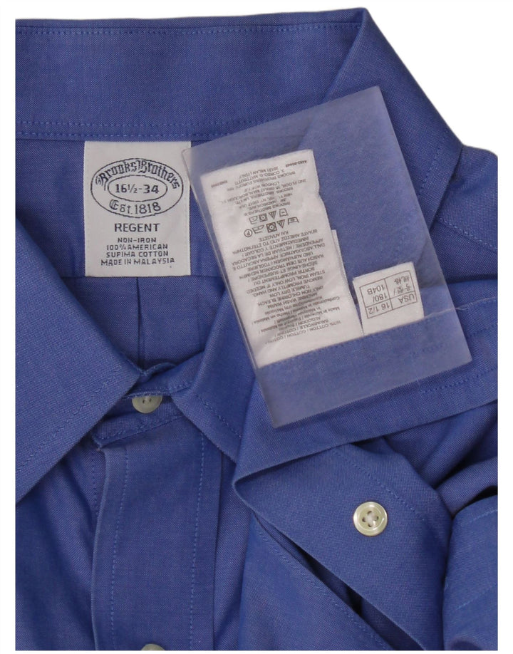 BROOKS BROTHERS Mens Regent Shirt Size 16 1/2 Large  Blue Cotton