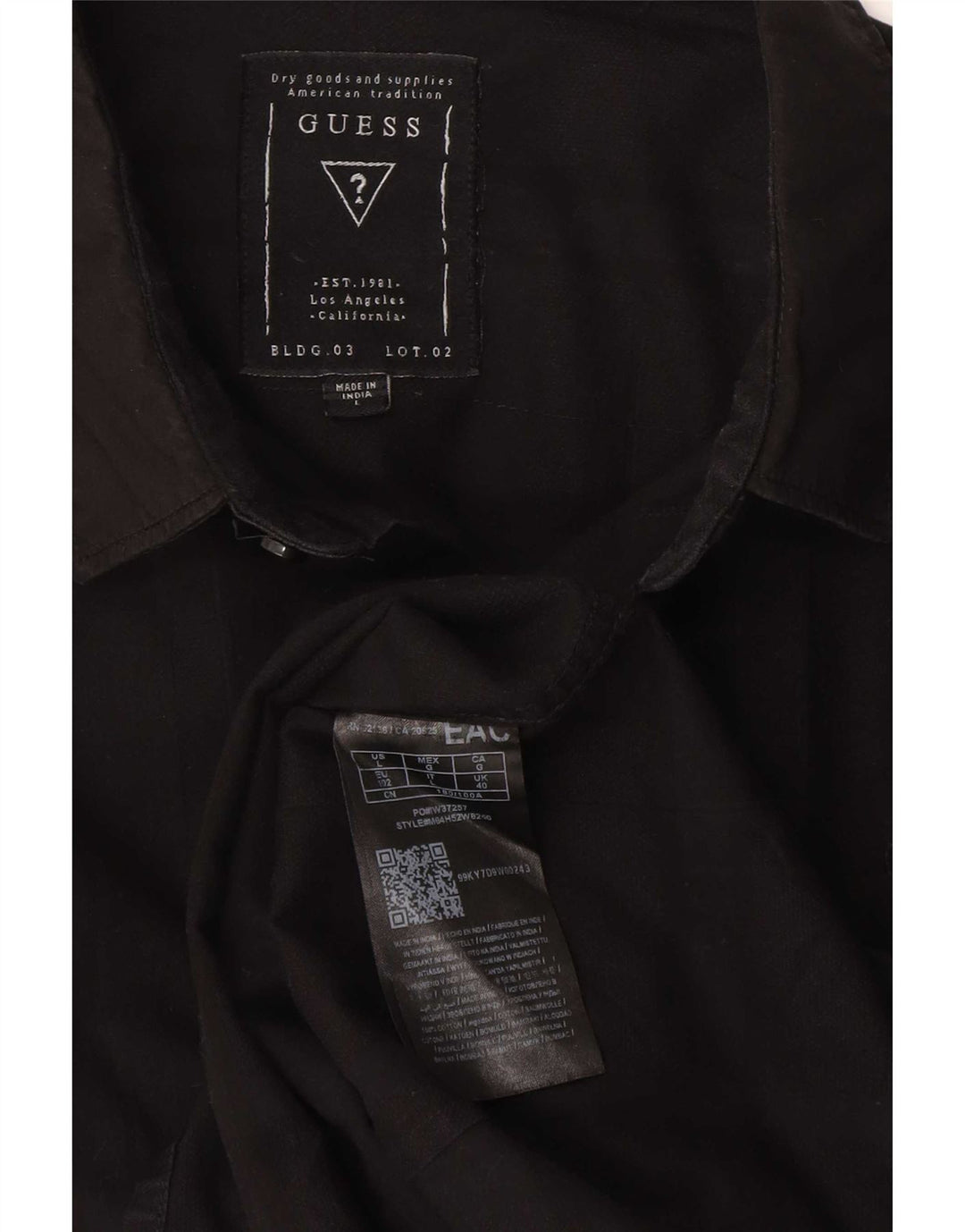Cămașă pentru bărbați Guess Slim Fit, mare, neagră, din bumbac