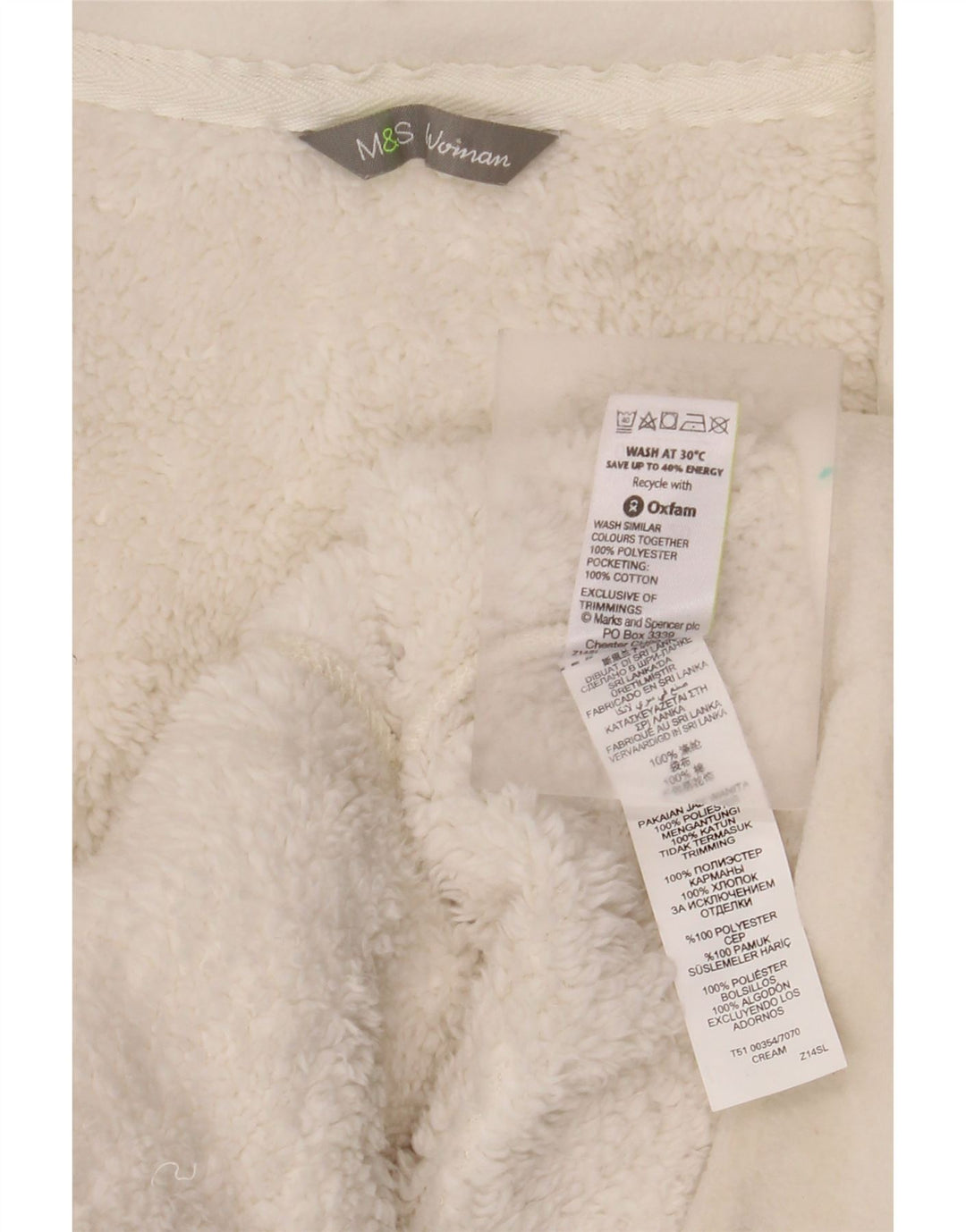 Jachetă fleece pentru femei Marks & Spencer UK 20 2XL Bumbac alb