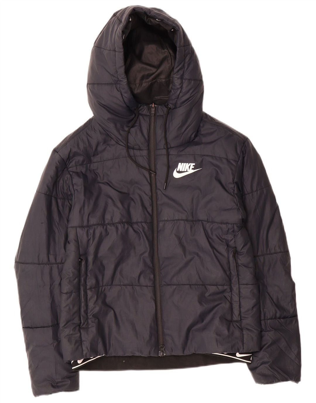 Jachetă căptușită cu glugă Nike pentru femei UK 10 Poliester negru mic