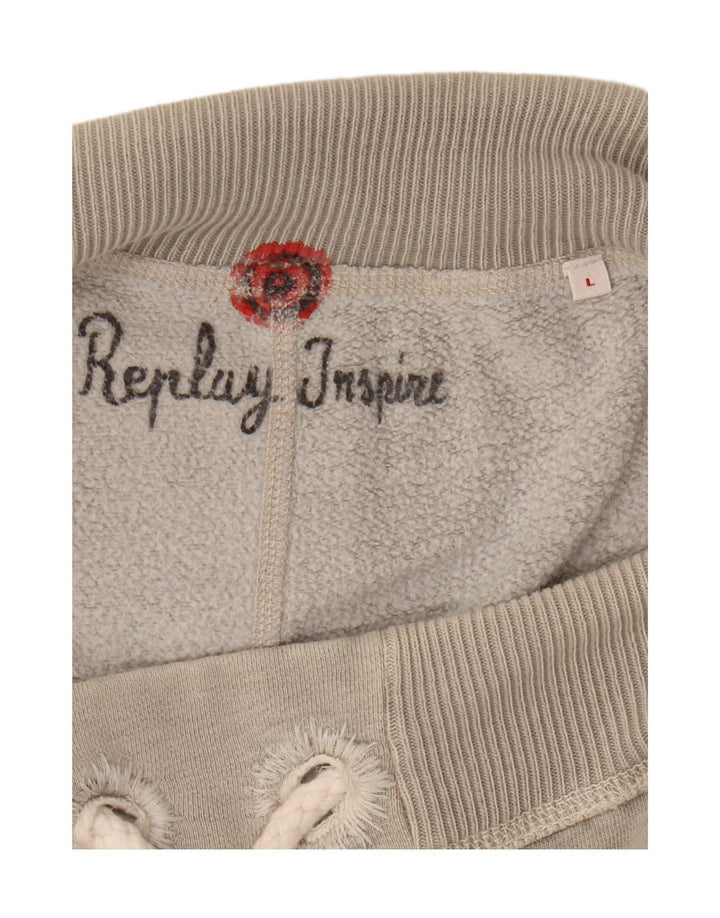 Pantaloni de trening grafic pentru bărbați Replay, mari, gri