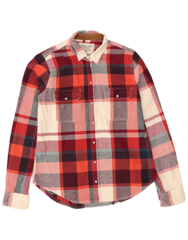 Cămașă de flanel pentru femei Abercrombie & Fitch UK 10 Bumbac cu carouri roșii mici