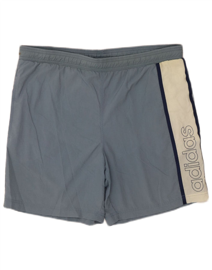 Pantaloni scurți de înot grafic pentru bărbați Adidas, albastru mediu, poliamidă color bloc